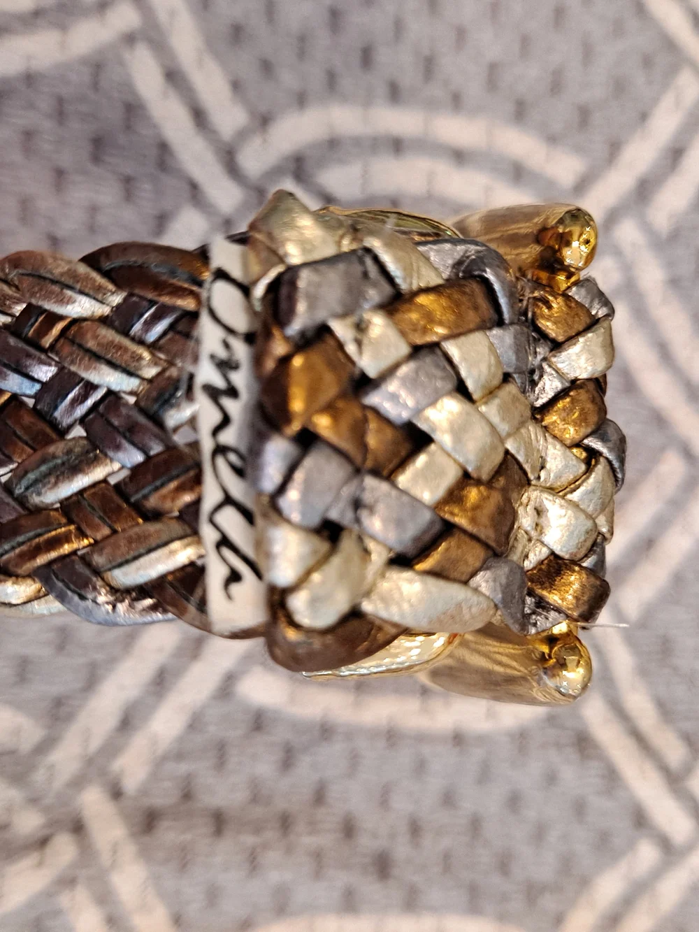 Omega Vintage 80s 90s Tri-tone Metallic Gold Silver Bronze Braided Belt